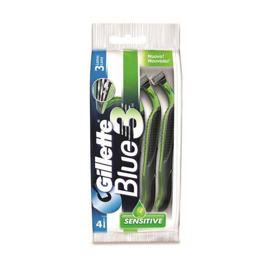 Gillette Rasoio Da Barba Usa E Getta Blu3 Sensitive 1 Confezione Da 4 Lamette