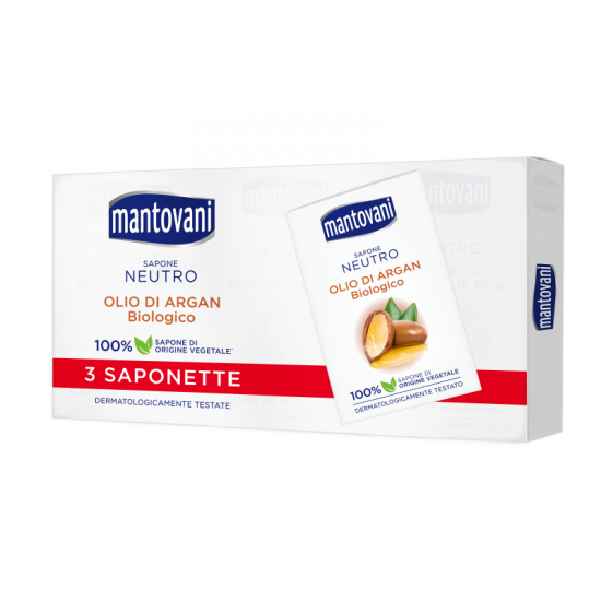 Mantovani Sapone Neutro Con Olio Di Argan Bio 90 Gr 3 Pz